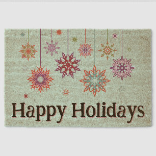 Snowflake Ornaments Design Coir Door Mat