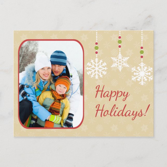 Snowflake Ornaments Photo Holiday Postcard (Front)