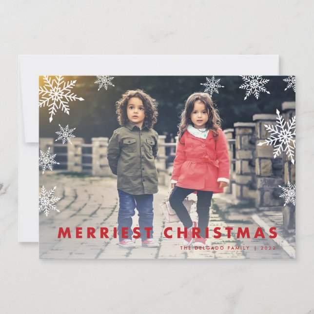 Snowflake Overlay | Merry Christmas Photo Holiday Card (Front)
