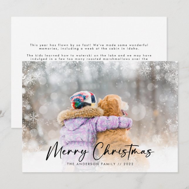 Snowflake Overlay Photo Christmas Holiday Card (Front/Back)