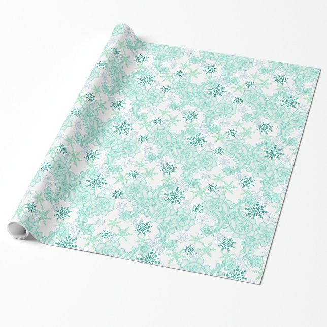 Snowflake Paisley Wrapping Paper (Unrolled)