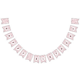 Snowflake Pale Pink Happy Birthday Bunting Flags