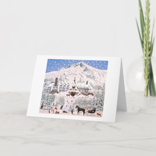 Snowflake Paradise  Timberline Lodge Mount Hood Holiday Card