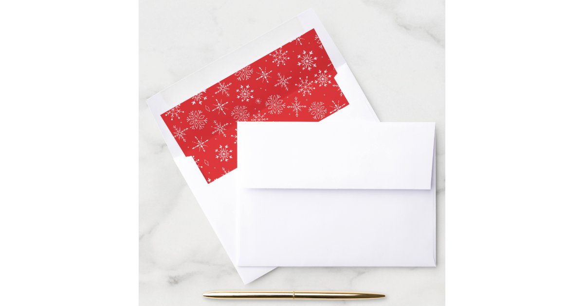 Snowflake Pattern | 5x7 Red | Holiday Envelope Liner | Zazzle