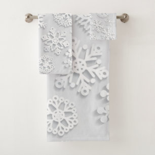 Snowflake pattern bath towel set