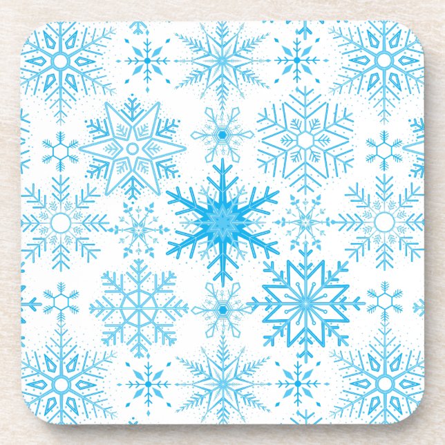 Snowflake pattern blue  beverage coaster (Front)