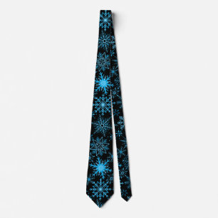 Snowflake pattern blue Black BG Neck Tie