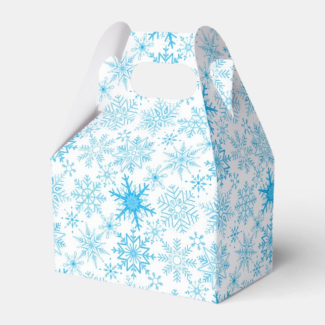 Snowflake pattern blue  favor boxes (Front Side)