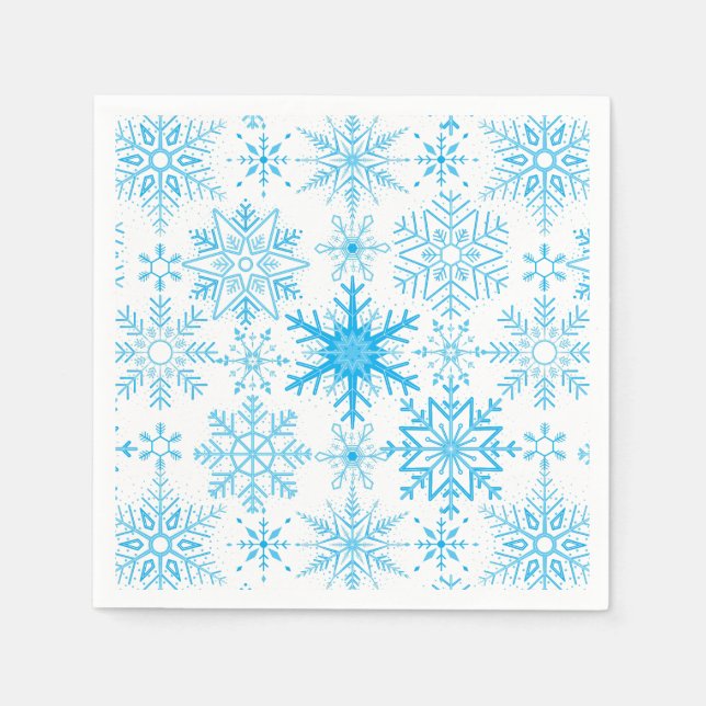 Snowflake pattern blue  napkins (Front)