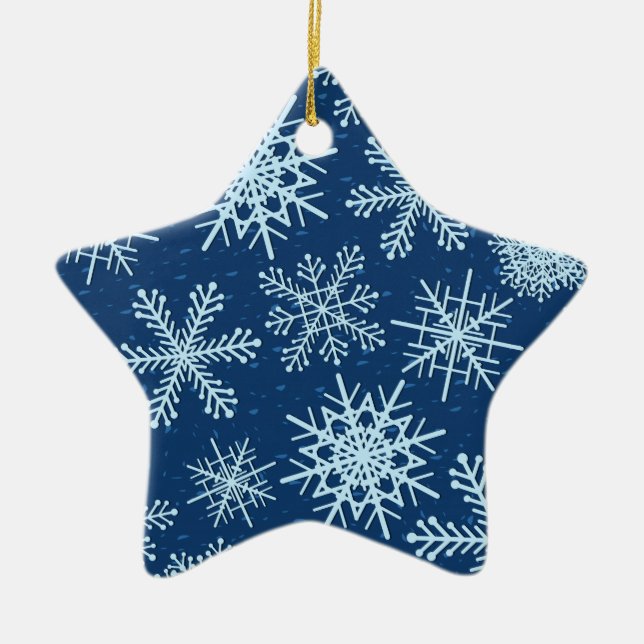 Snowflake pattern ceramic ornament (Front)