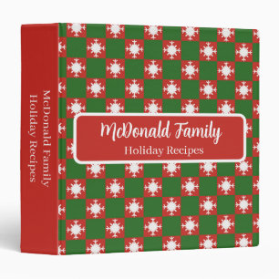 Snowflake pattern Christmas Holiday custom name 3 Ring Binder