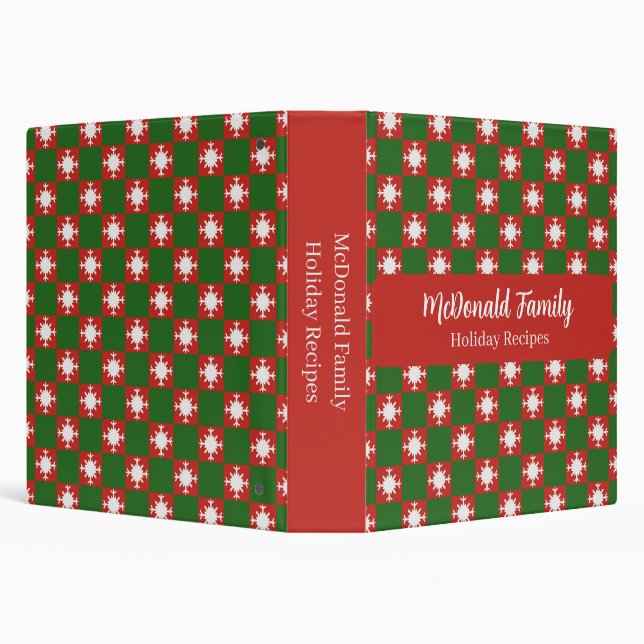 Snowflake pattern Christmas Holiday custom name 3 Ring Binder (Background)