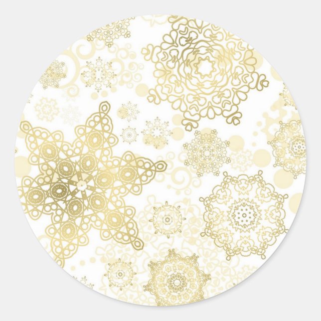 Snowflake pattern	 classic round sticker (Front)