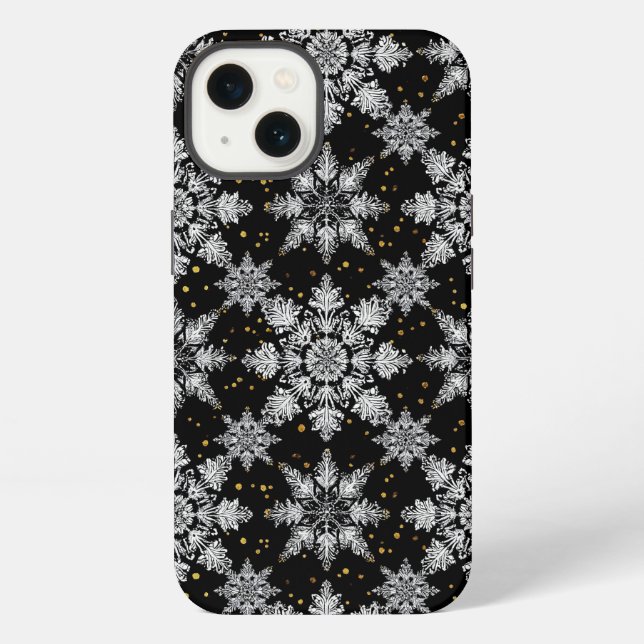 Snowflake Pattern Elegant Frost Aesthetic Iphone Case (Back)
