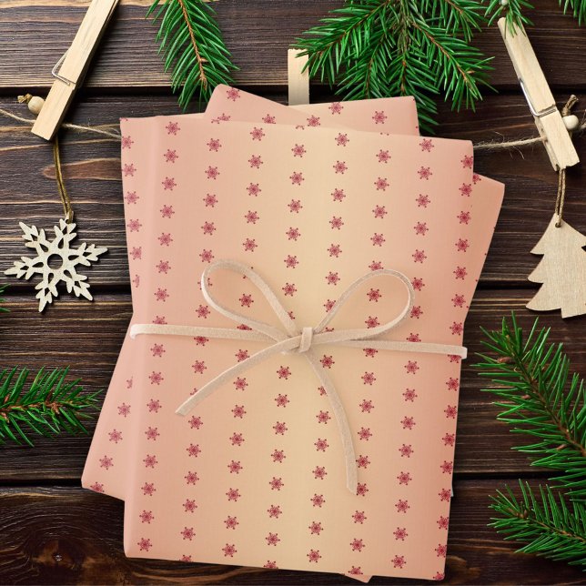 Snowflake Pattern Festive Red Metallic Christmas  Wrapping Paper Sheets (Creator Uploaded)
