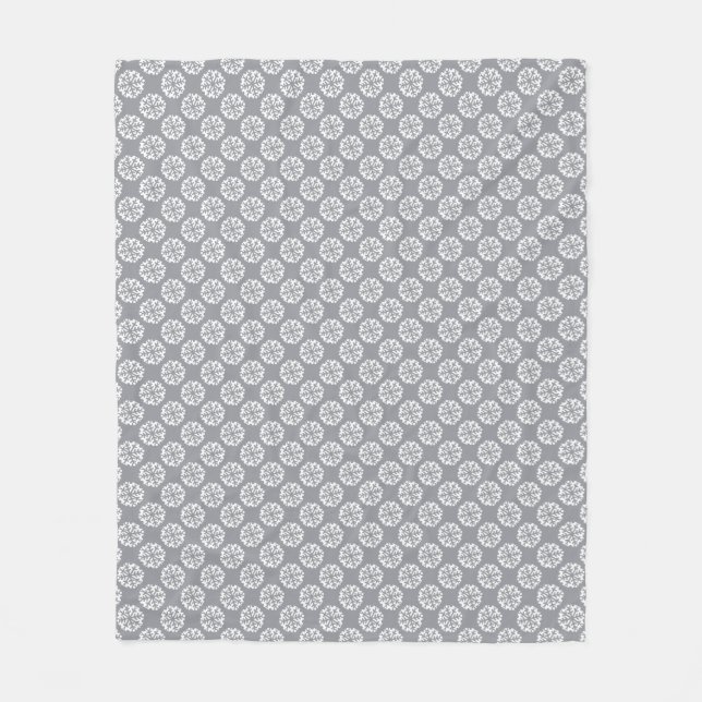 Snowflake Pattern Gray Fleece Blanket (Front)