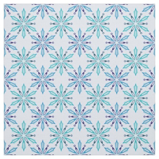 Snowflake Pattern Icy Winter Colors Fabric