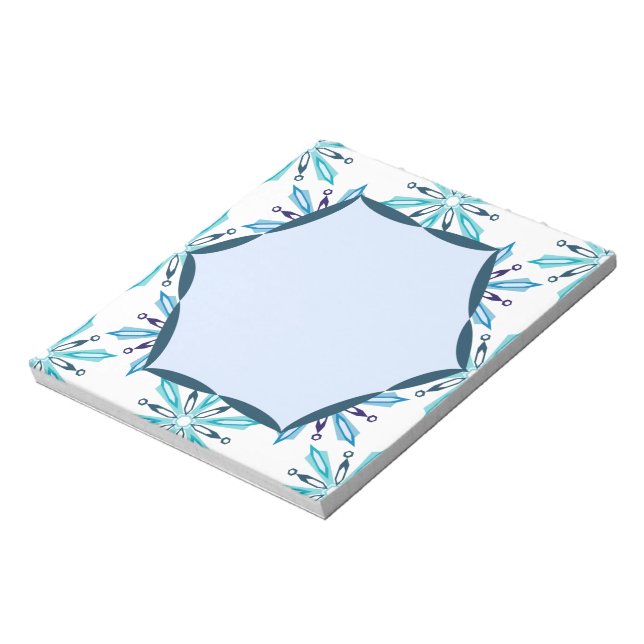 Snowflake Pattern Icy Winter Colors Notepad (Rotated)