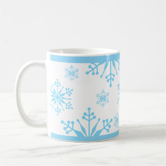 Snowflake Pattern in Blue. Coffee Mug