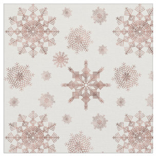 Snowflake Pattern In Faux Rose Gold Looking Color Fabric