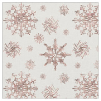 Snowflake Pattern In Faux Rose Gold Looking Color Fabric