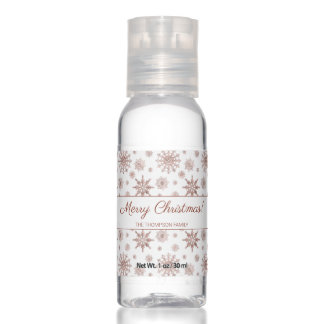 Snowflake Pattern In Faux Rose Gold Looking Color Hand Sanitizer