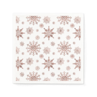 Snowflake Pattern In Faux Rose Gold Looking Color Napkins