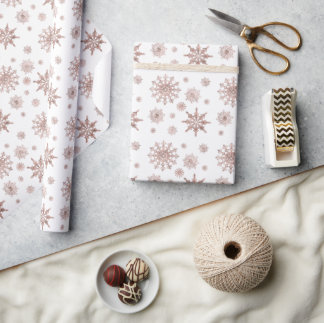 Snowflake Pattern In Faux Rose Gold Looking Color Wrapping Paper