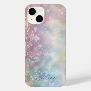 Snowflake Pattern in Soft Pastel Colors Bokeh Case-Mate iPhone 14 Case