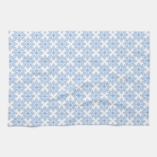 Snowflake Pattern Light Blue and White Towel