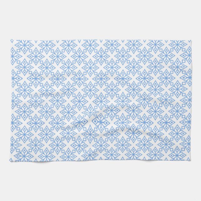 Snowflake Pattern Light Blue and White Towel (Horizontal)