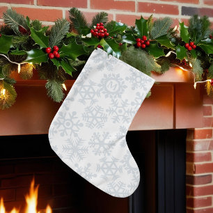 Snowflake Pattern Monogrammed Christmas Stocking
