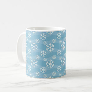 Snowflake Pattern on Blue Winter Coffee Mug