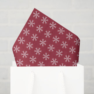 Snowflake Pattern on Burgundy Christmas Holiday Tissue Paper