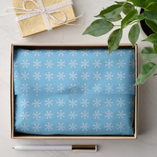 Snowflake Pattern on Light Blue Christmas Holiday Tissue Paper