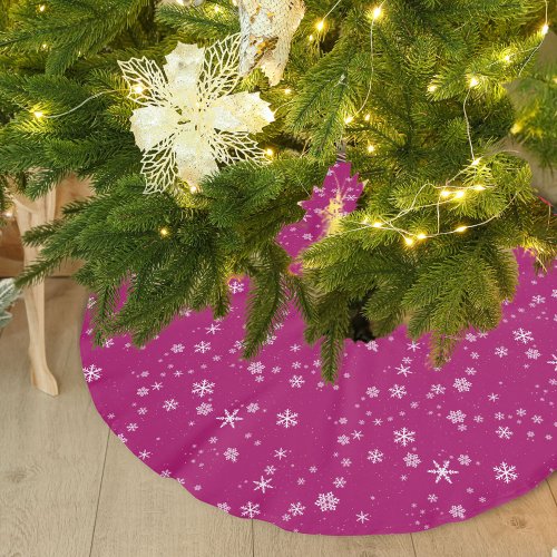 Snowflake Pattern on Purple Christmas Brushed Polyester Tree Skirt