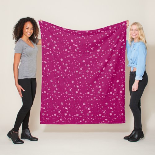 Snowflake Pattern on Purple Christmas Fleece Blanket