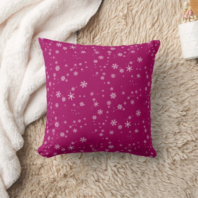 Snowflake Pattern on Purple Christmas Throw Pillow (Blanket)