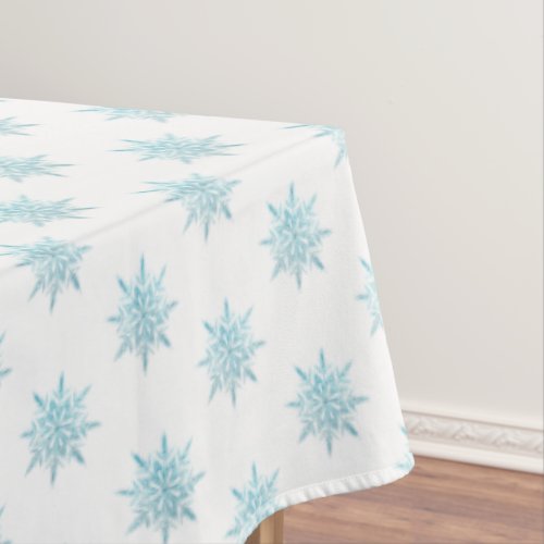 Snowflake pattern on white tablecloth