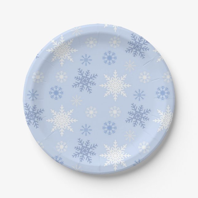 Snowflake pattern paper plates (Front)