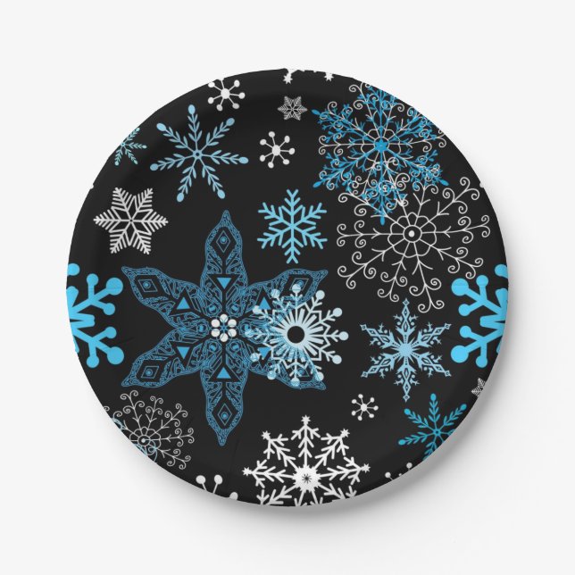 Snowflake pattern paper plates (Front)