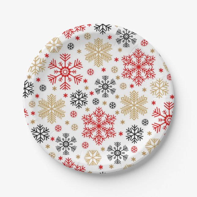 Snowflake pattern paper plates (Front)