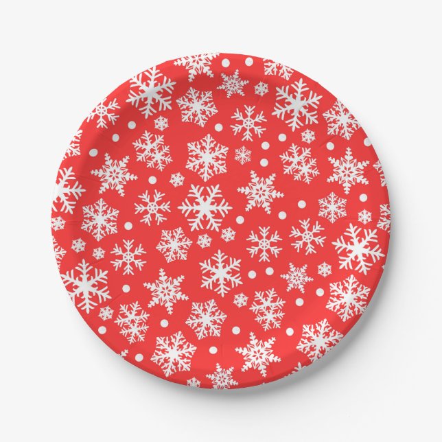 Snowflake Pattern Paper Plates (Front)