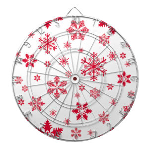 Snowflake Pattern, Red Snowflakes, Snow, White Dart Board