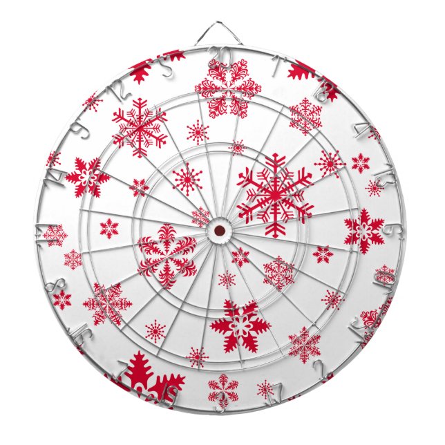 Snowflake Pattern, Red Snowflakes, Snow, White Dart Board (Front)