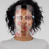 Snowflake Pattern, Red Snowflakes, Snow, White Face Shield