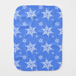 Snowflake Pattern, White Snowflakes, Snow, Blue Baby Burp Cloth