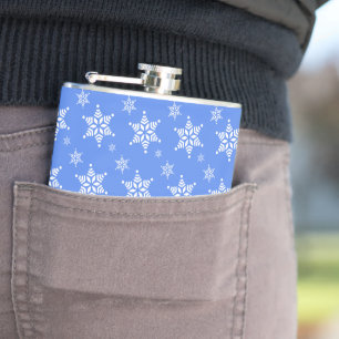 Snowflake Pattern, White Snowflakes, Snow, Blue Flask