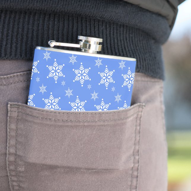 Snowflake Pattern, White Snowflakes, Snow, Blue Flask (In Situ)