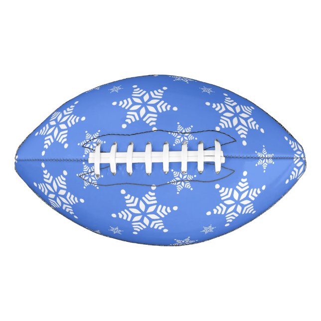 Snowflake Pattern, White Snowflakes, Snow, Blue Football (Front)
